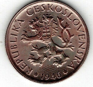 26-1840 Czechoslovakije 1 krone 1946, Ophalen of Verzenden, Overige landen, Losse munt