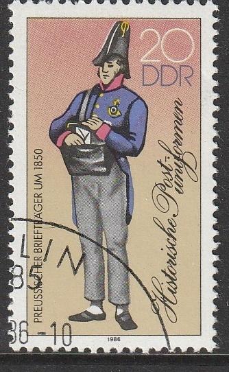 DDR 1986 2998 Pruisische postbezorger, Gest, Ophalen of Verzenden, DDR, Gestempeld