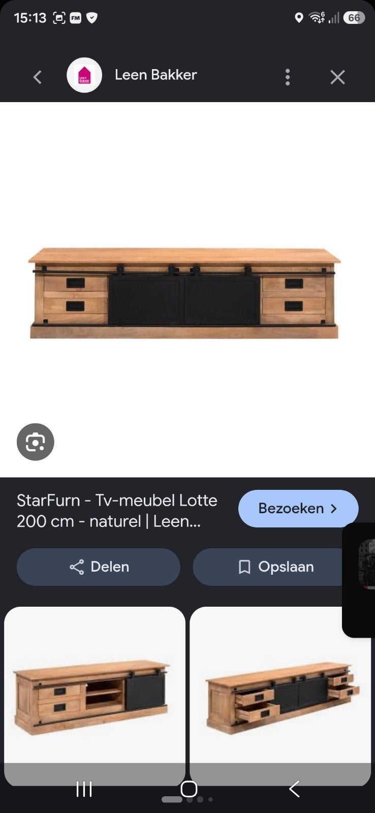 TV-meubel 200x50x45 masiev mango hout, Huis en Inrichting, Ophalen, 150 tot 200 cm, Nieuw, Modern Landelijk