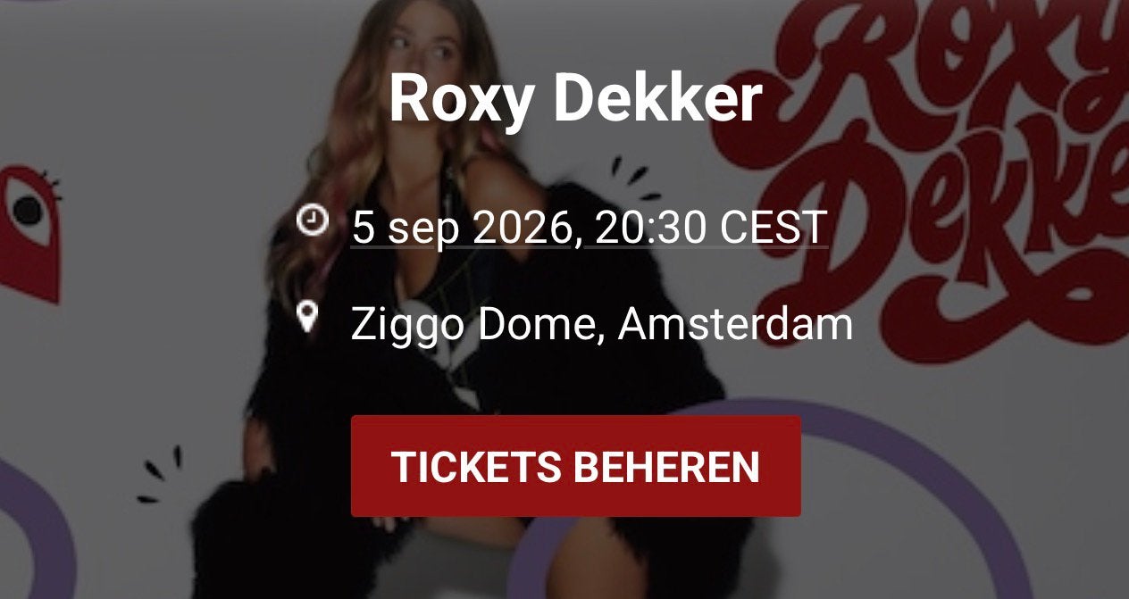 Roxy Dekker - 5 sept - Ziggo - 20.30u - staan, Drie personen of meer, September