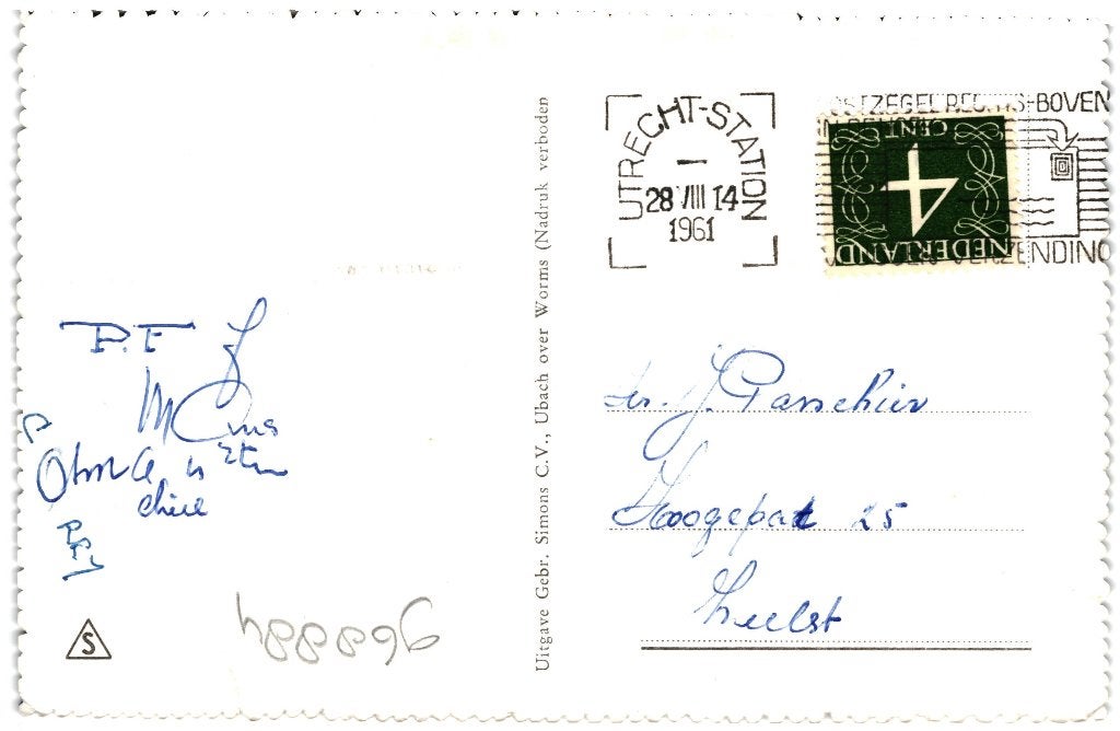 968884	Utrecht	1961 Zadelstraat	Dom	Gelopen, Ophalen of Verzenden, 1960 tot 1980, Gelopen, Utrecht
