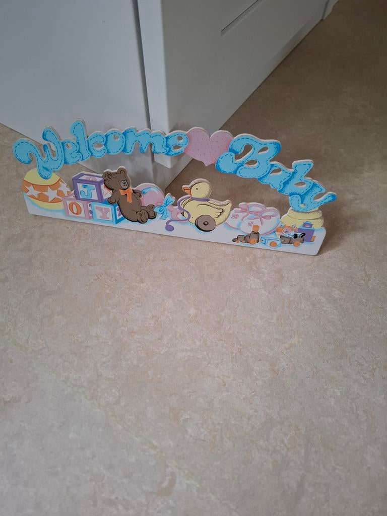 Houten "Welcome Baby" bord, Ophalen of Verzenden