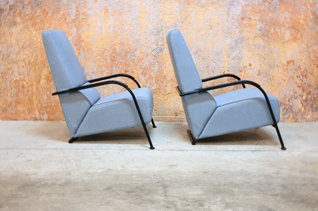 ZGANieuw 1 blauwe stoffen Harvink Mirakel design fauteuil, Harvink, Harvink, 75 tot 100 cm, Ophalen of Verzenden