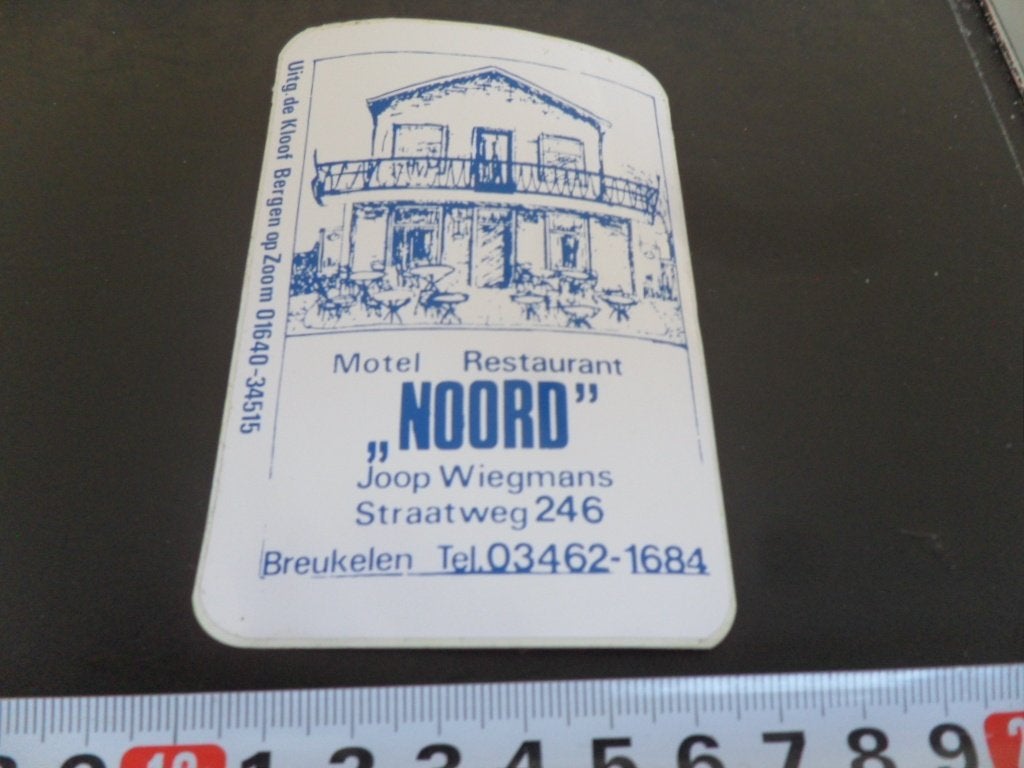 sticker Breukelen Motel Restaurant NOORD Joop Wiegmans, Ophalen of Verzenden, Zo goed als nieuw