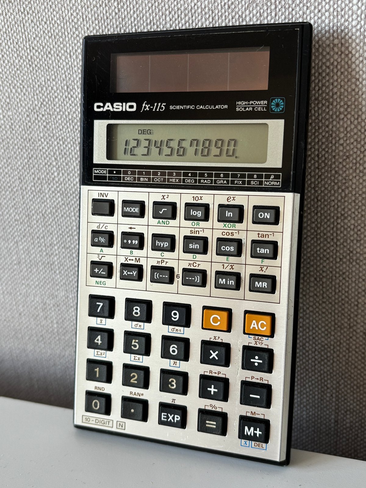 Te koop: vintage calculator CASIO FX-115 Solar (1985), Diversen, Ophalen of Verzenden, Gebruikt