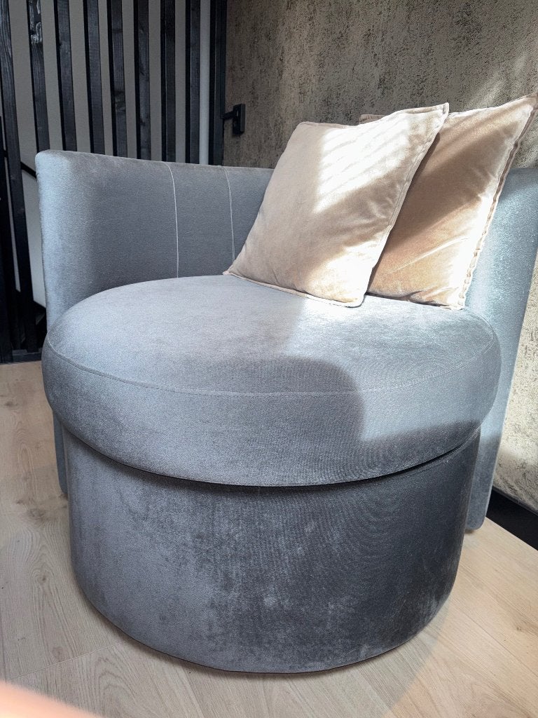 Ronde fauteuil velours, Huis en Inrichting, Fauteuils, Ophalen, Gebruikt, 75 tot 100 cm, Hotel chique
