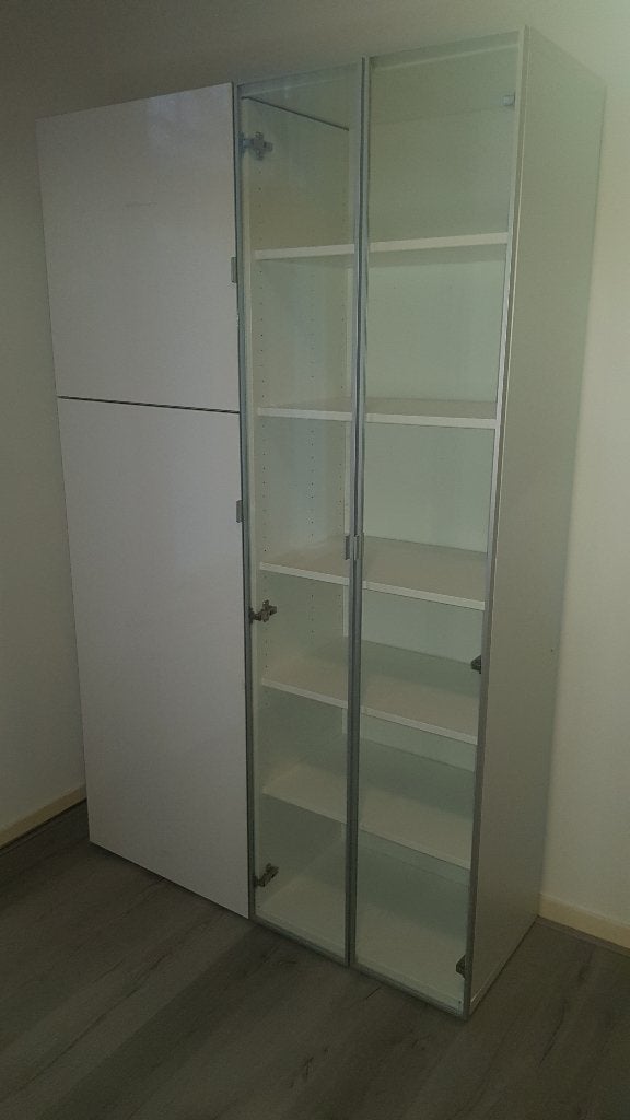 Mooie combi kast met glazen deuren, Ophalen, 100 tot 150 cm, Dicht en vitrine, Zo goed als nieuw