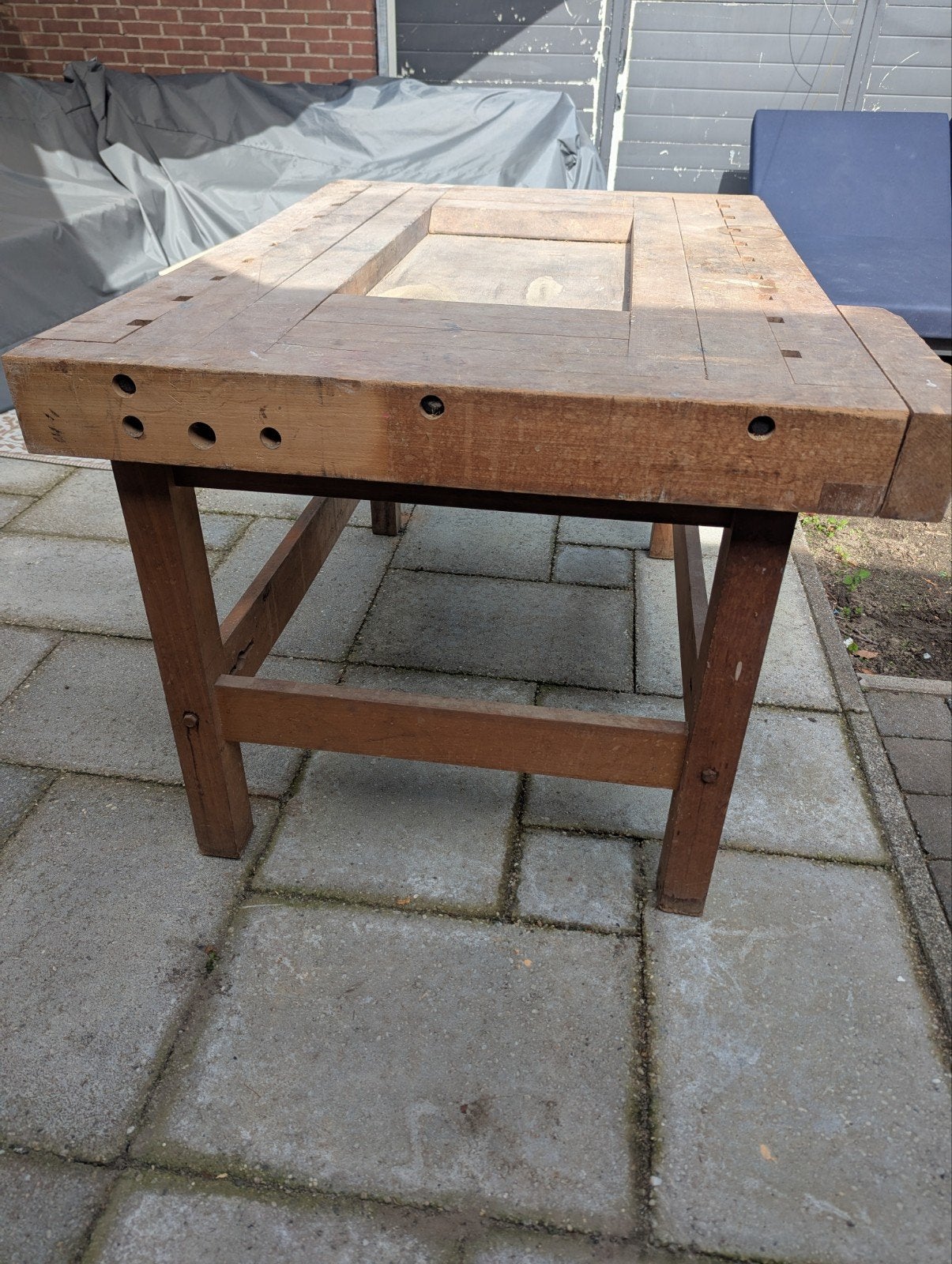 Werkbank Nooitgedacht met bankschroef - 129,5x89,5x80 cm, Ophalen, Gebruikt, Bankschroef