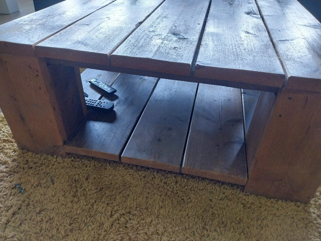 salontafel steigerhout, Ophalen, Gebruikt, 100 tot 150 cm, 50 tot 100 cm