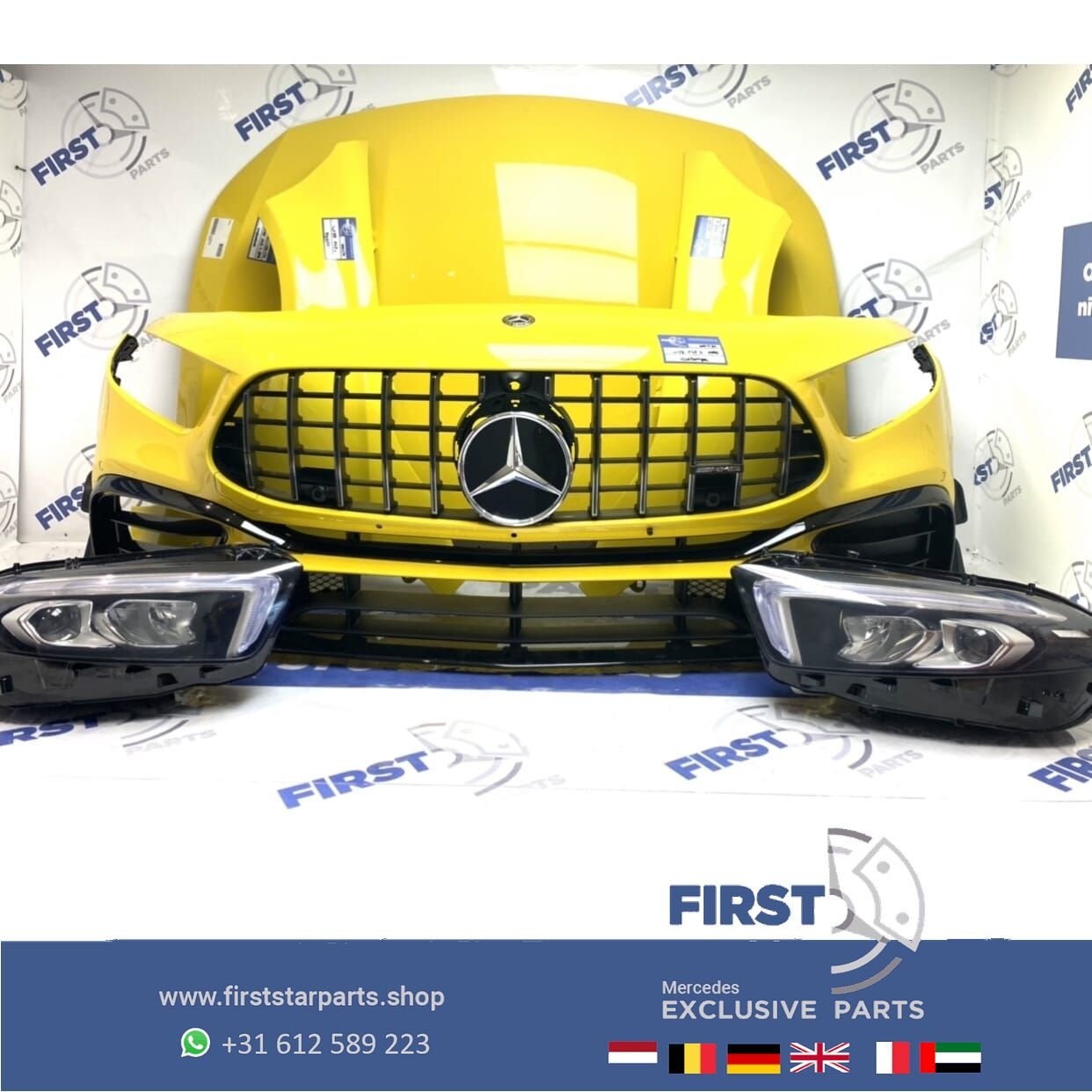 W177 V177 A45 S AMG VOORKOP Mercedes A KLASSE 45 FRONT GEEL, Gebruikt, -, Voor, Ophalen of Verzenden