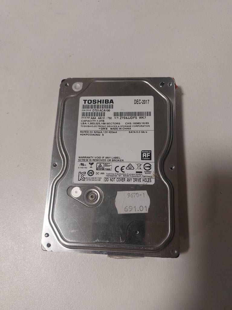 Toshiba 1TB HDD Harde Schijf - Intern SATA, Computers en Software, Harde schijven, Ophalen of Verzenden
