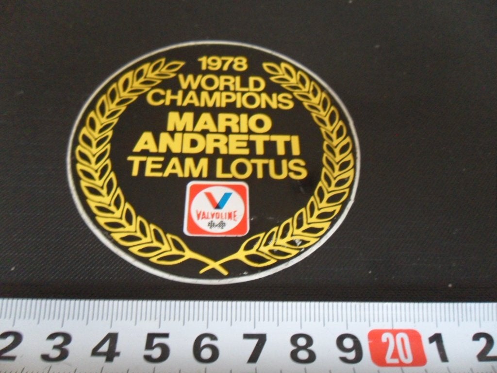 sticker 1978 w champions MARIO ANDRETTI team lotus valvoline, Ophalen of Verzenden, Zo goed als nieuw