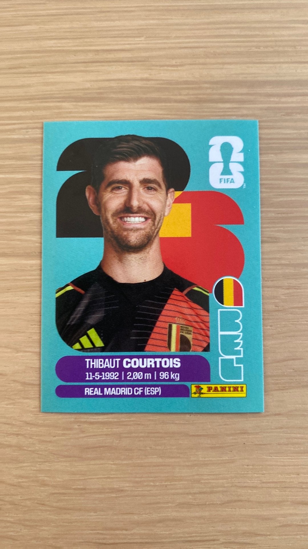 Thibaut Courtois Panini WK 2026 sticker BEL2, Verzamelen, Ophalen of Verzenden, Zo goed als nieuw, Buitenlandse clubs, Poster, Plaatje of Sticker