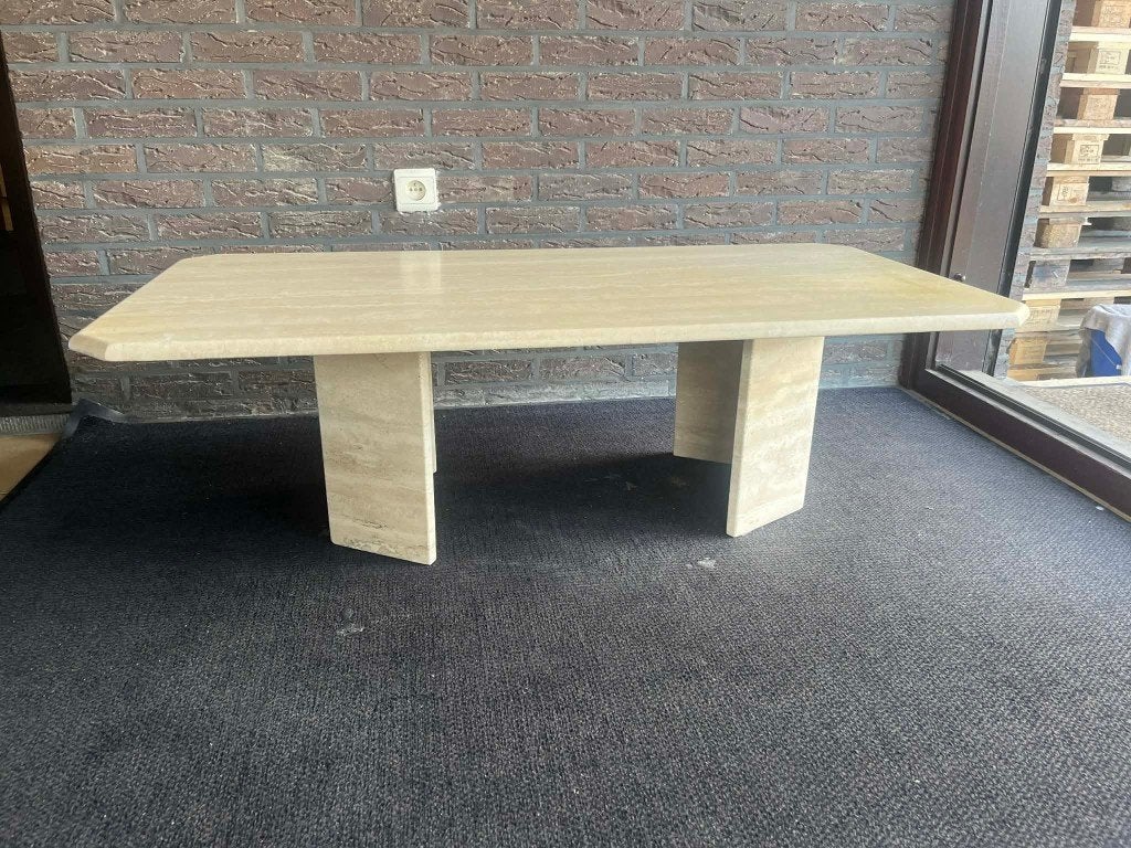 Rechthoekige travertin salontafel 120x60, 100 tot 150 cm, Zo goed als nieuw, 50 tot 100 cm, Ophalen of Verzenden