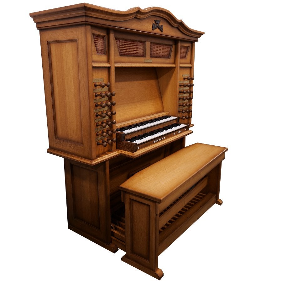 Content Register Cabinet Orgel Occasion Blank Eiken orgel, 2 klavieren, Verzenden, 3364 AE, Info@johdeheer.nl