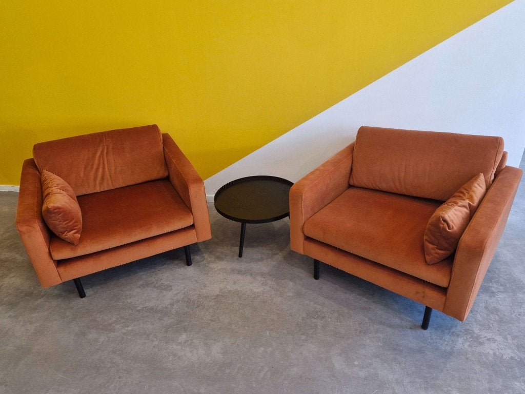 2x fauteuil + bijzettafel ( wachtkamer set / of voor thuis ), VST, 75 tot 100 cm, Ophalen of Verzenden, Zo goed als nieuw