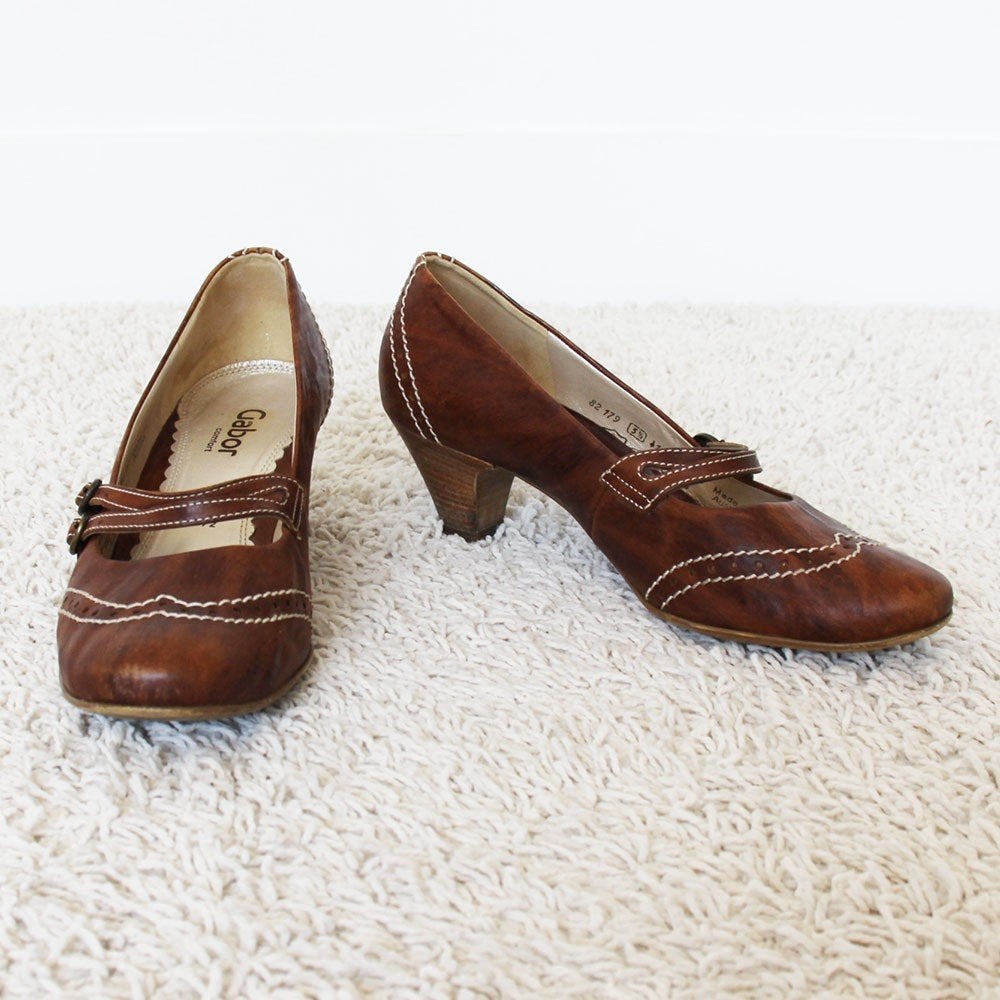 Schitterende Leren Gabor Pumps s1 (Maat 5½G/38½) € 45,-, Kleding | Dames, Pumps, Bruin, Gabor, Ophalen of Verzenden