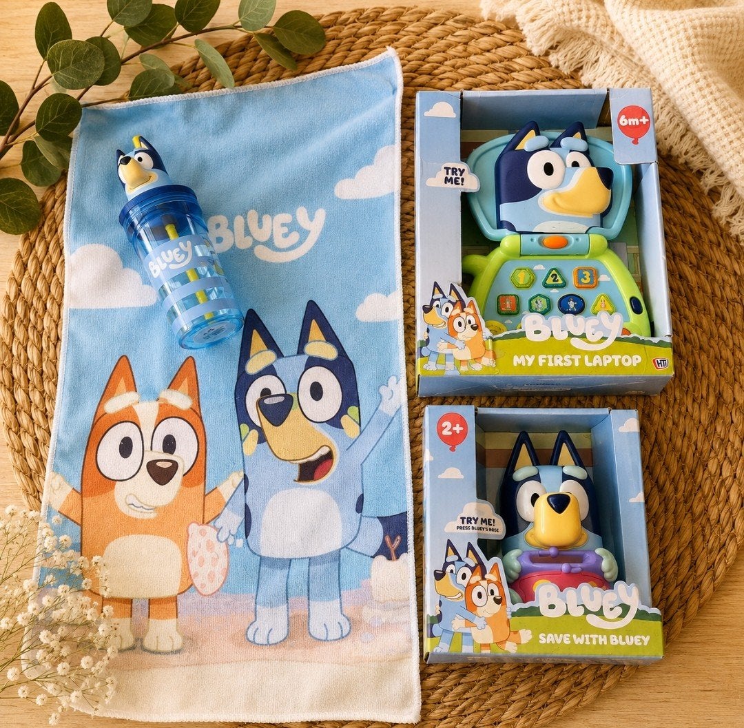 Bluey Speelgoed Set: Spaarpot, Drinkbeker en Laptop & Handdo, Ophalen, Nieuw, Jongen of Meisje