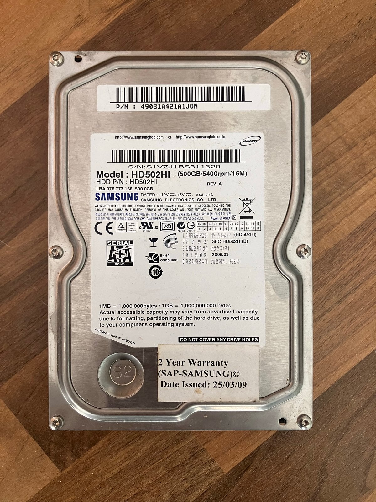 Samsung 500GB Desktop Harde Schijf HDD SATA, Computers en Software, Harde schijven, Intern, Gebruikt, Ophalen of Verzenden, Desktop