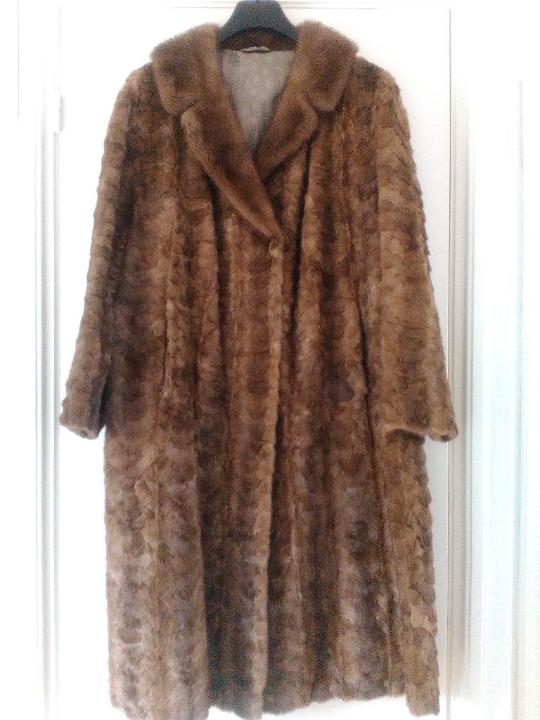 Nerts bontjas van nertspuntjes, vintage, bruin, XL, Ophalen of Verzenden, Gedragen, Maat 46/48 (XL) of groter, Bruin