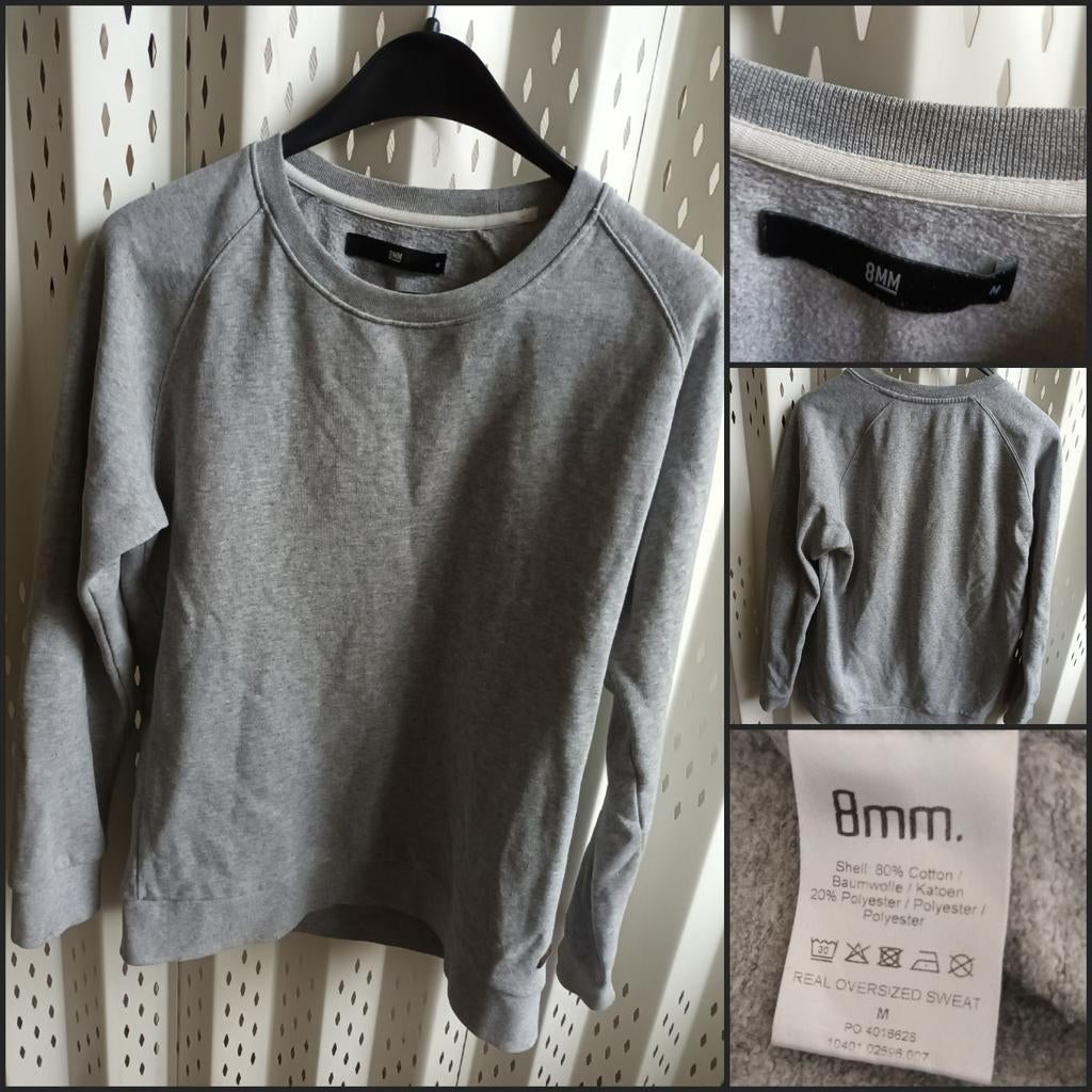 8MM grijs heren sweatshirt trui longsleeve M, Maat 38/40 (M), Zo goed als nieuw, Lange mouw, Grijs