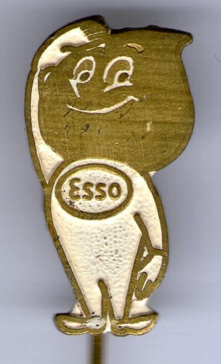 ESSO vlam Mannetje koper speldje ( M_080), Verzenden, Zo goed als nieuw, Transport, Speldje of Pin