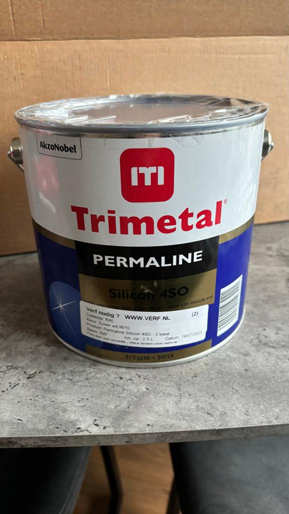 NIEUW Trimetal Permaline Silicon 4SO, Doe-het-zelf en Verbouw, Verf, Beits en Lak, Wit, Nieuw, Ophalen of Verzenden, Verf