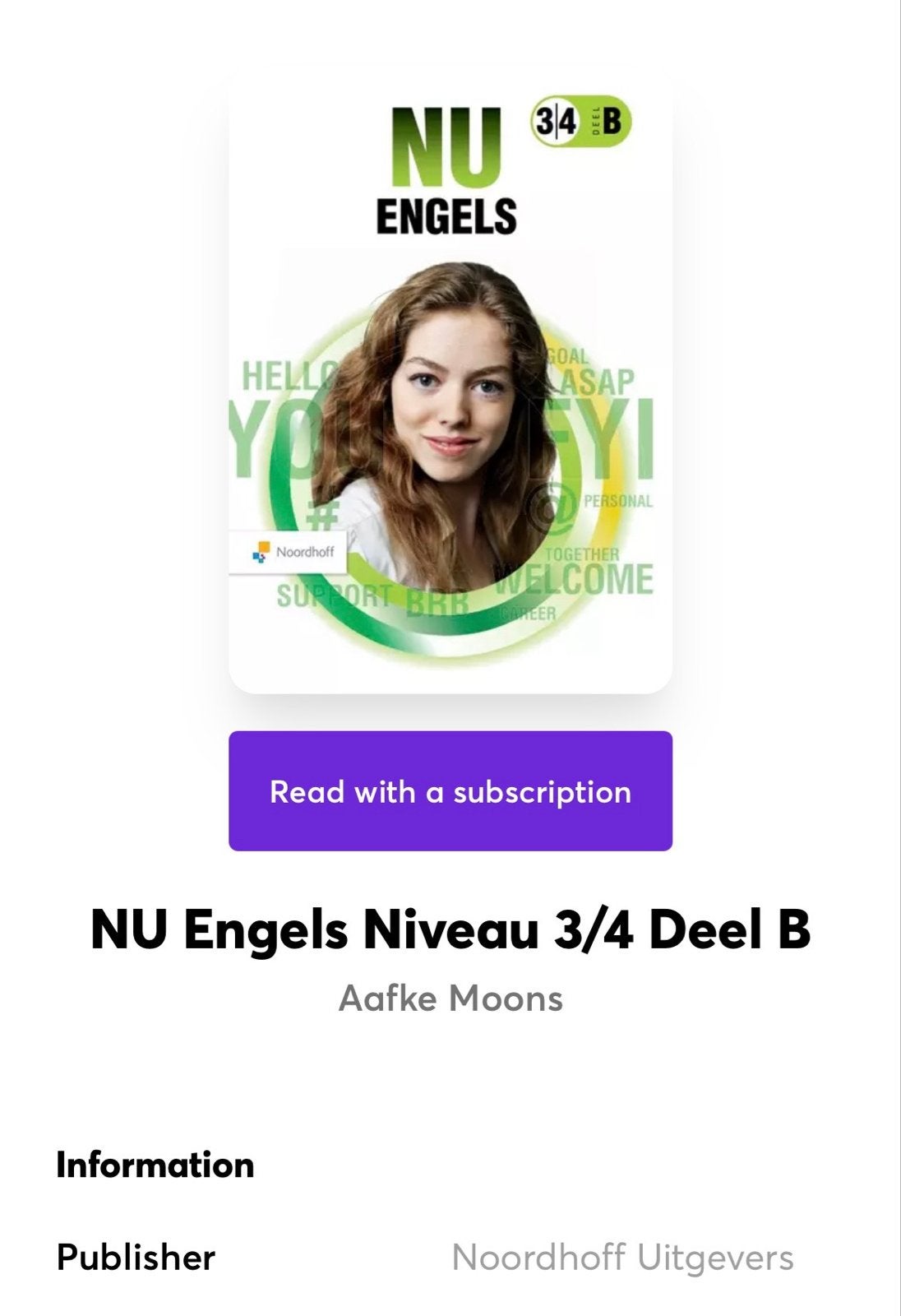 NU Engels Niveau 3/4 Deel B - Aafke Moons, Boeken, Ophalen of Verzenden, Zo goed als nieuw, Non-fictie