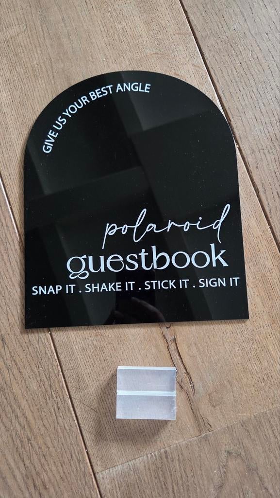 Gastenboek + leuke acrylbord, Ophalen, Zo goed als nieuw, Accessoires