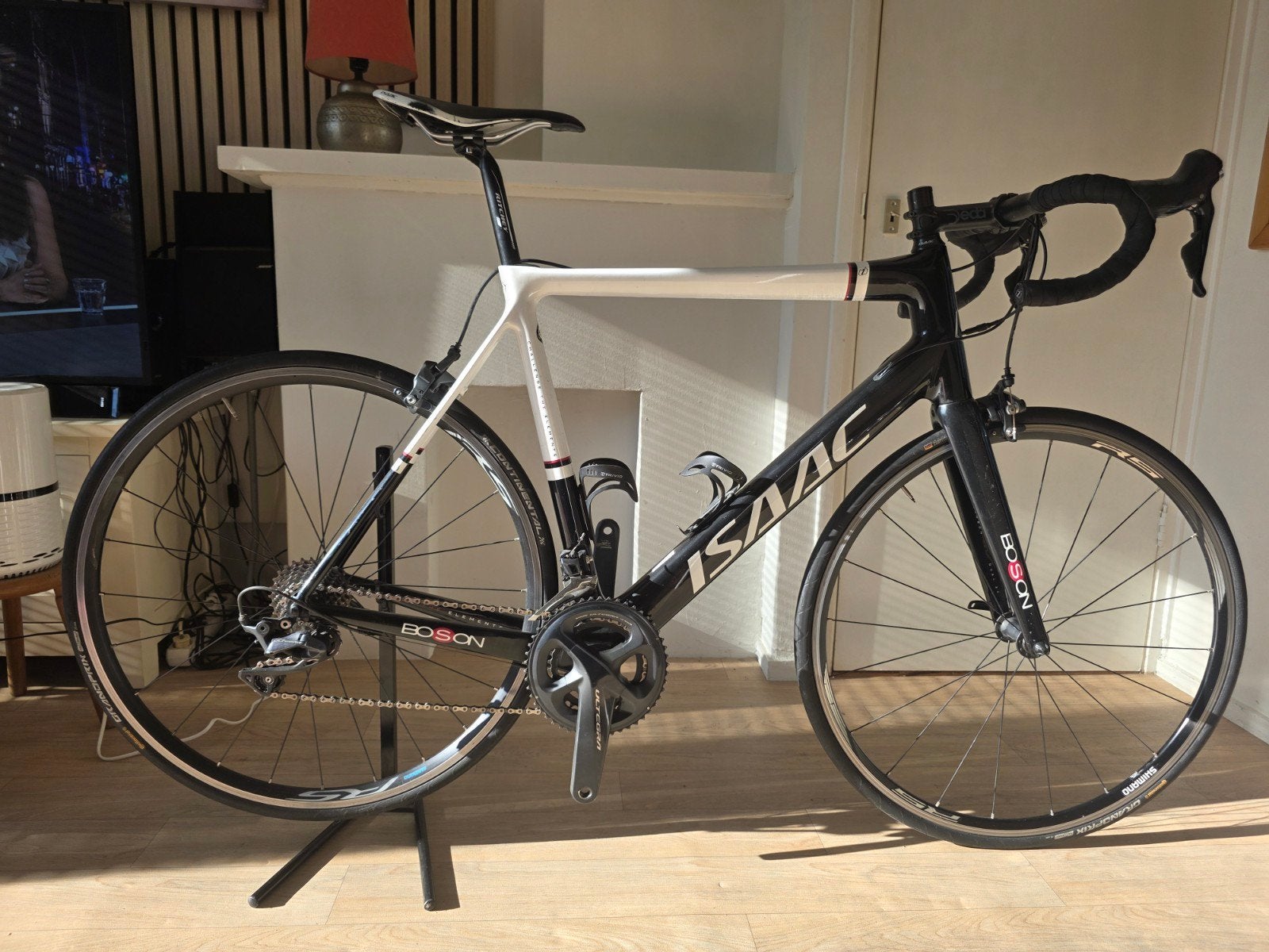 Racefiets Isaac Boson ultegra 11sp, mat wit/ mat zwart, 58cm, Fietsen en Brommers, Fietsen | Racefietsen, Carbon, Zo goed als nieuw