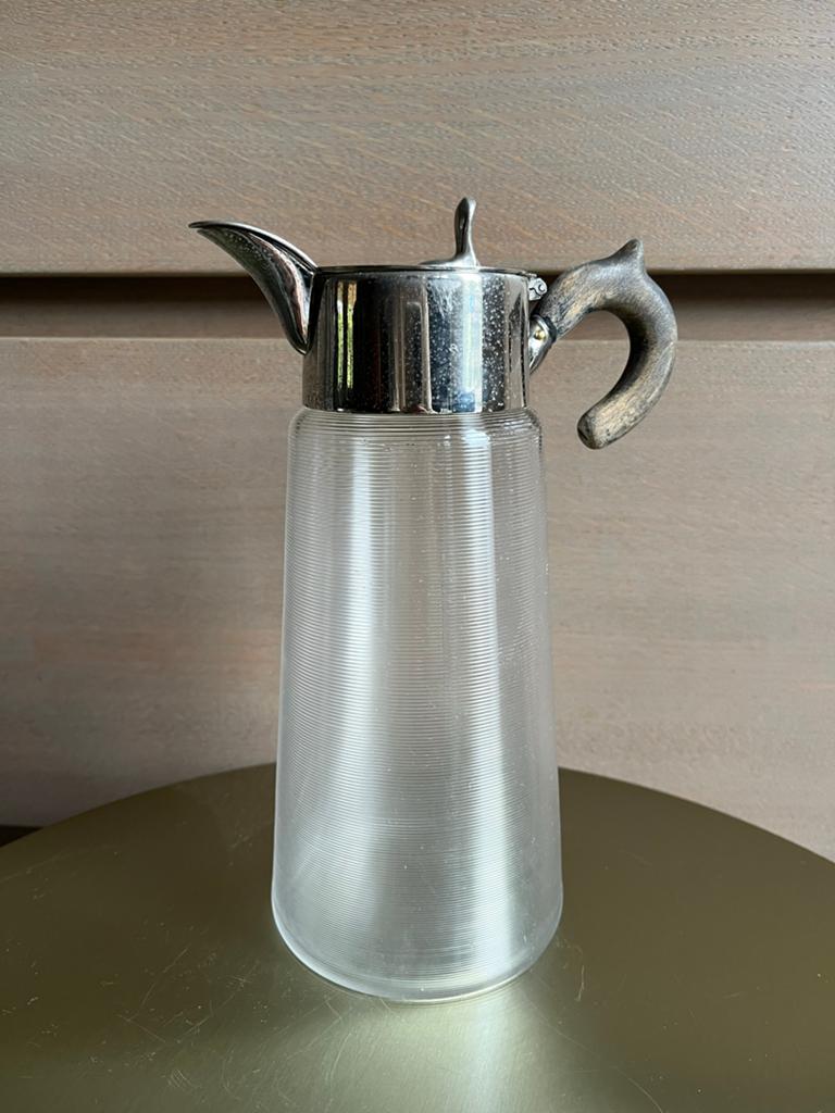 Vintage Karaf Fries Draadglas met Vernikkeld Montuur, Ophalen of Verzenden