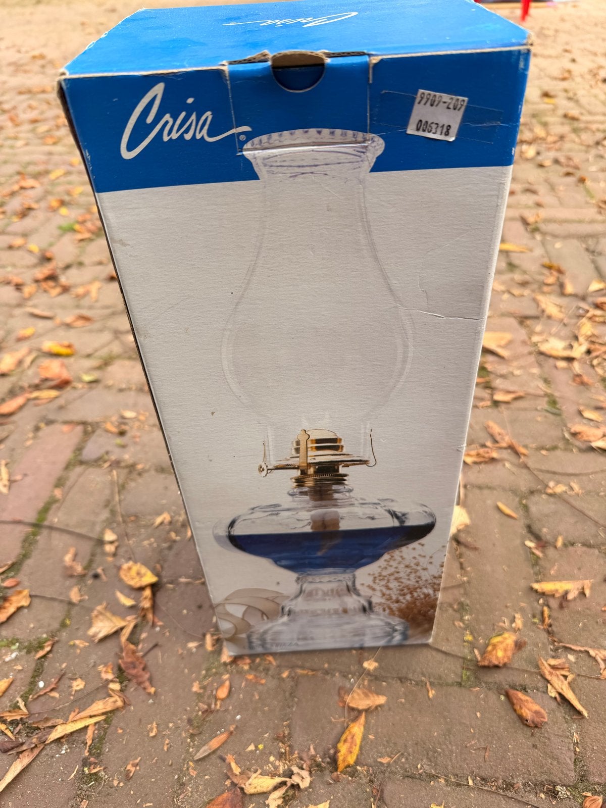 Nieuwe Crisa olielamp - Blauw glas, 43,7 cm hoog, Blauw, Overige merken, Nieuw, Ophalen of Verzenden