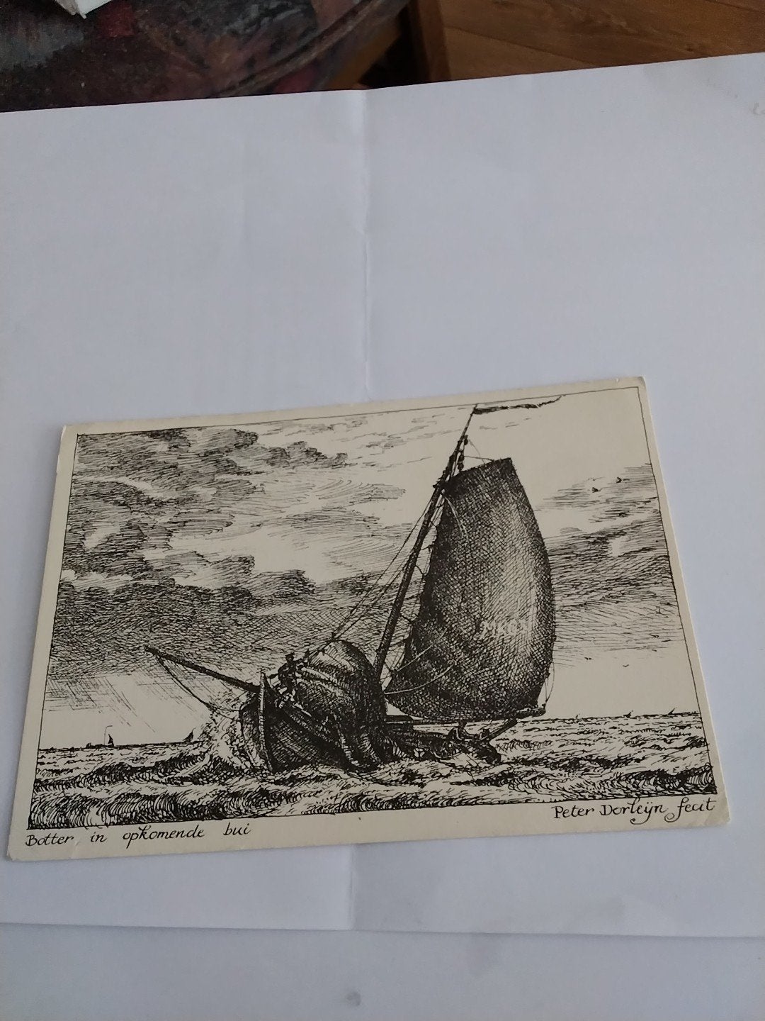 Oude Ansichtkaart Peter Dorleijn - Botter in opkomende bui, Ophalen of Verzenden, 1960 tot 1980, Gelopen