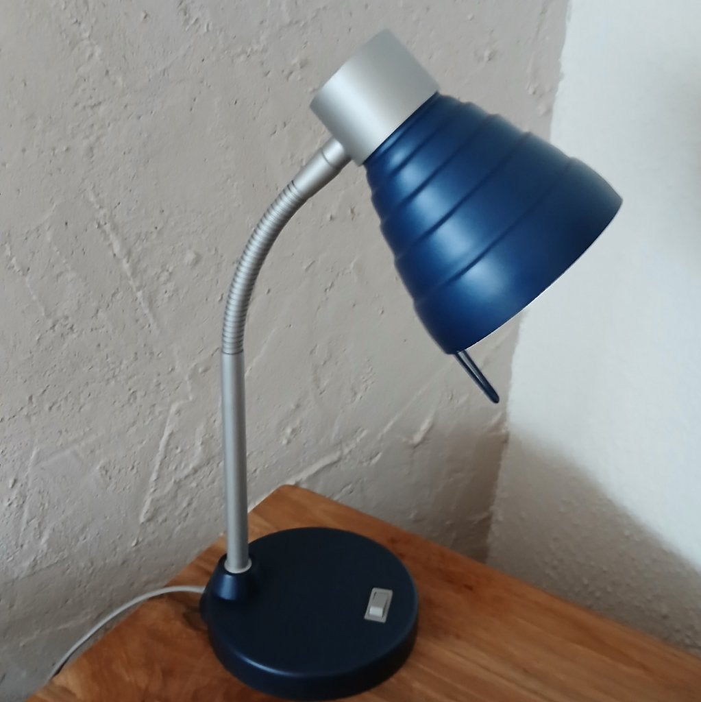 Lamp Vintage bureau of nachtlampje metaal hoogte 40 cm, Huis en Inrichting, Lampen | Tafellampen, Blauw, Vintage, Ophalen of Verzenden