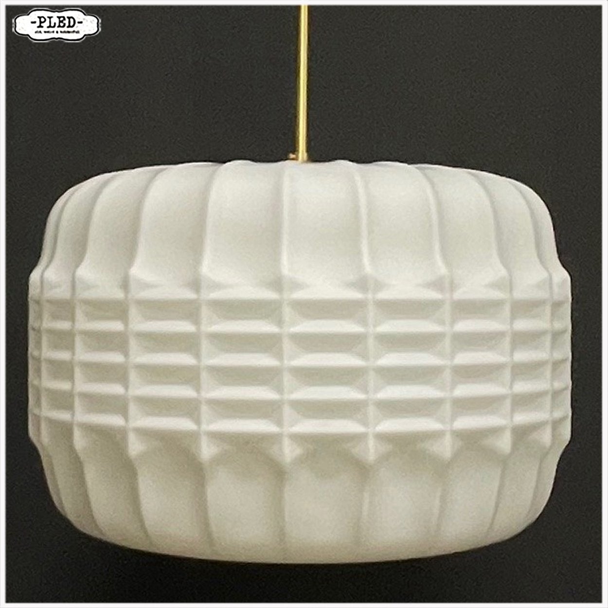 Grote opaline lamp Hanglamp Pendellamp circa 1960, Ophalen, Gebruikt, Vintage Boho Japandi Midcentury, E27 (groot)