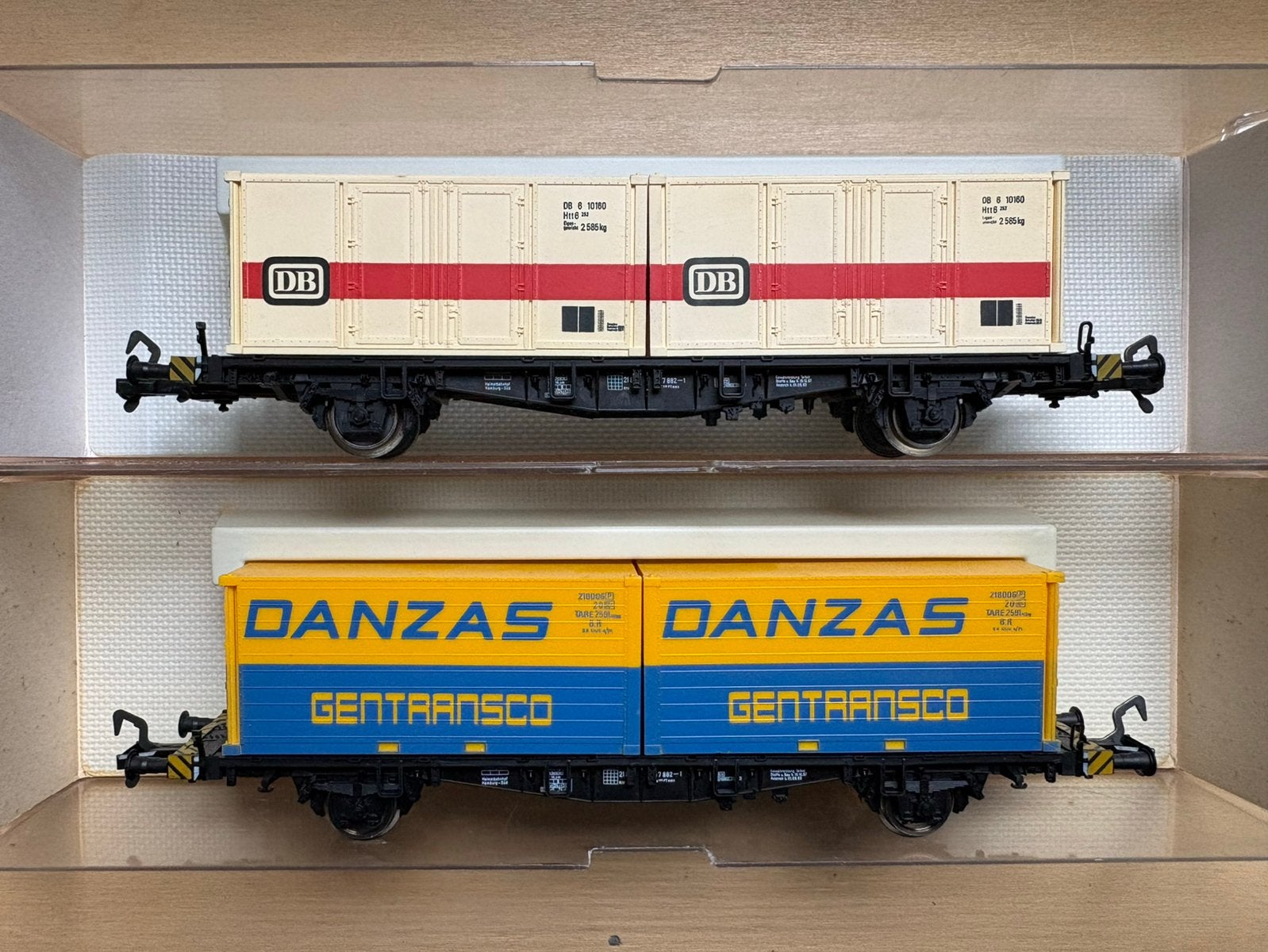 Fleischmann 2x container wagons, Gebruikt, Gelijkstroom, Fleischmann, Wagon