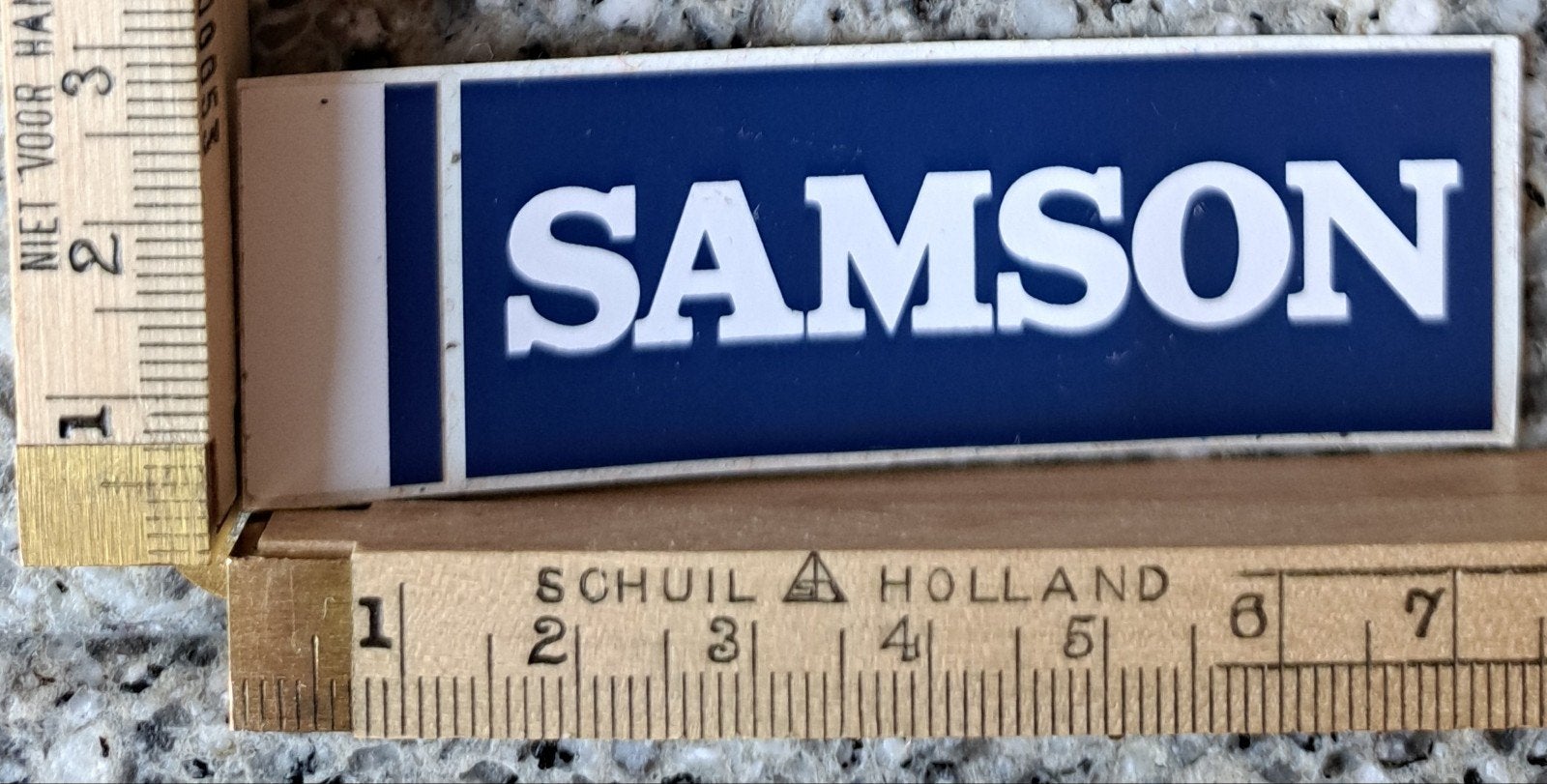 vintage sticker Samson voor op sigarettenautomaat merk, Verzamelen, Ophalen of Verzenden, Zo goed als nieuw, Merk