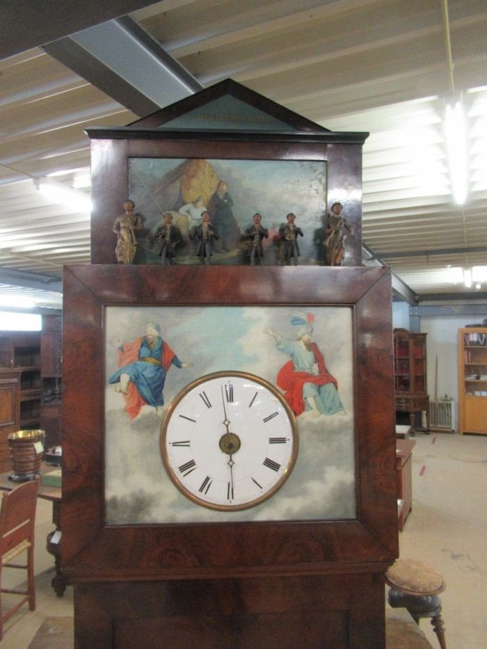 Oer 10908 ANTIEKE mahonie Flötenuhr bewegende muzikanten , Ophalen