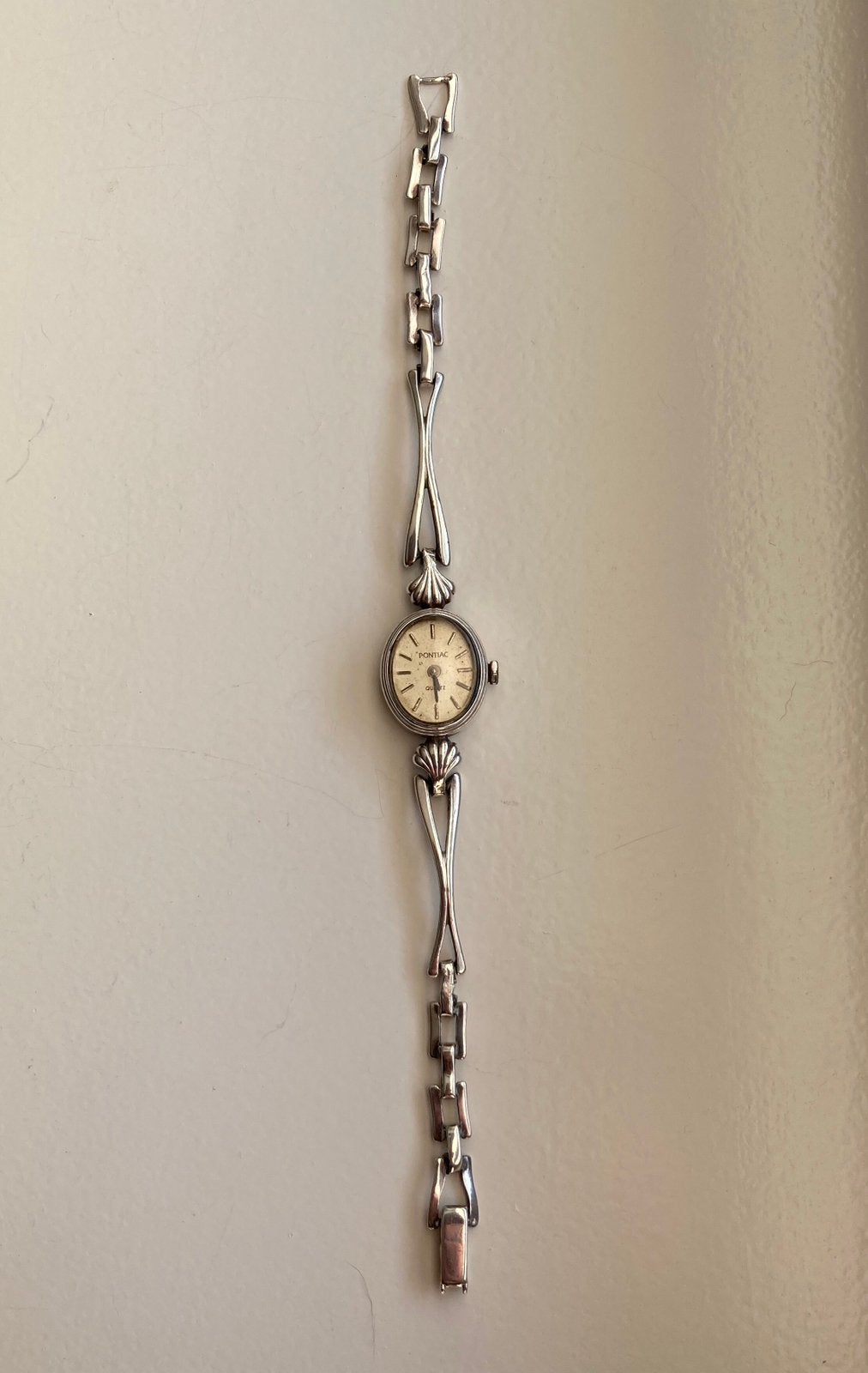 Vintage zilveren (835) Pontiac dameshorloge, Sieraden, Tassen en Uiterlijk, Overige merken, Gebruikt, Polshorloge, Overige materialen