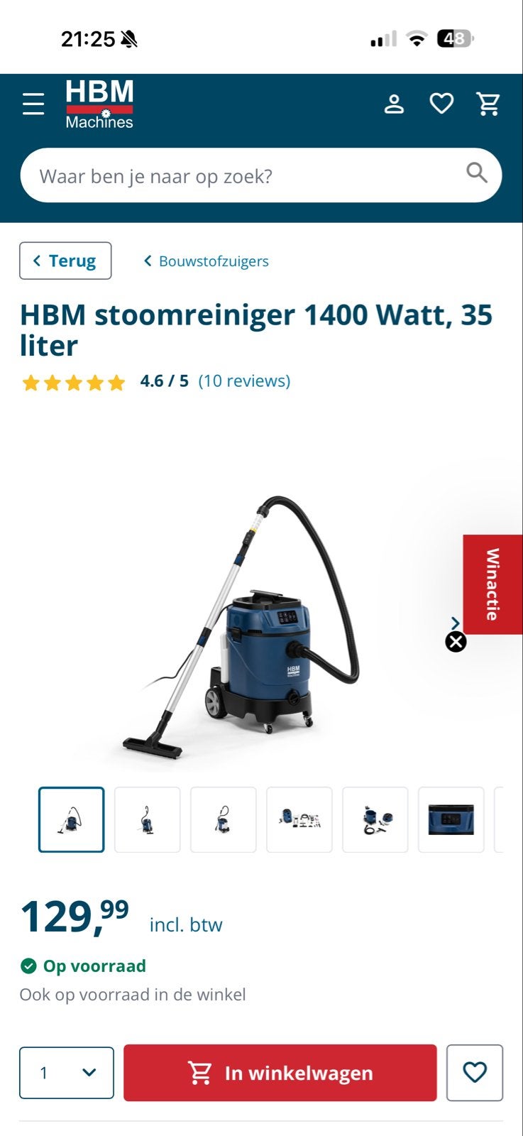 Nieuwe HBM Stoomreiniger 1400W, 35L., Nieuw, Ophalen of Verzenden, Stoomreiniger, Reservoir