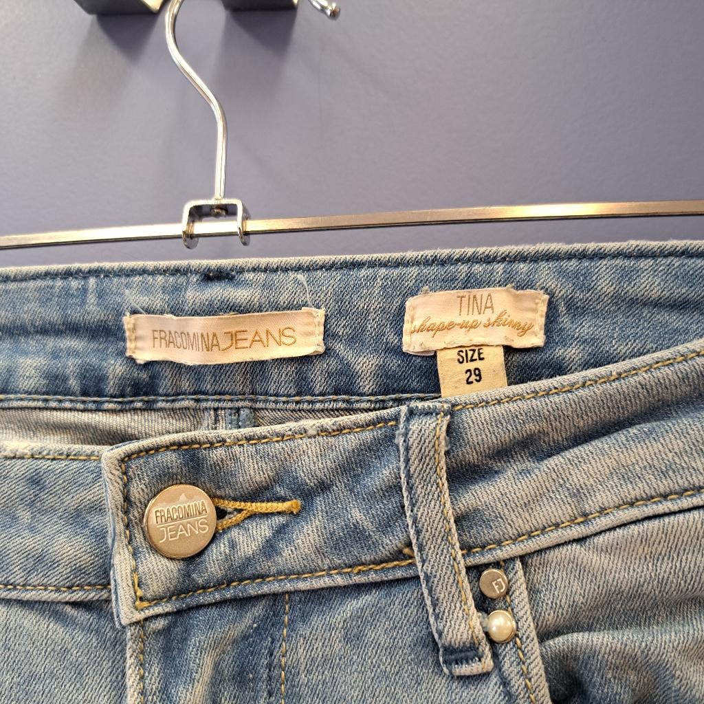 Fracomina Tina shape up skinny jeans + pareltjes 29 S 42893, Kleding | Dames, Spijkerbroeken en Jeans, Fracomina, Blauw, ., Ophalen of Verzenden