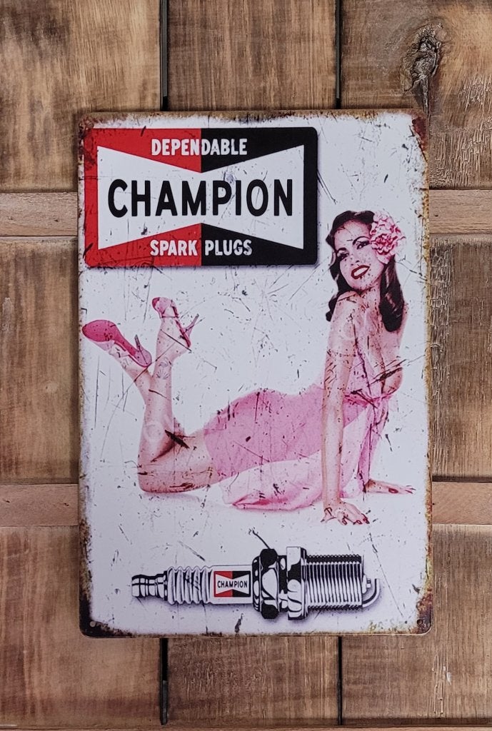 Champion Bougies vrouw reclamebord van metaal wandbord deco, Info@deconoord.nl, Deco Noord, Nieuw, Ophalen of Verzenden