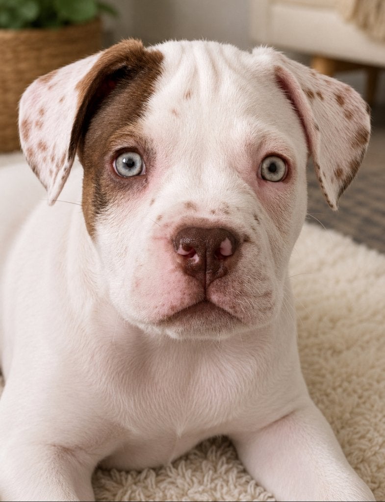 Witte choco tan Bulldog bully pup reutje kruising, Dieren en Toebehoren, Parvo, Reu, 8 tot 15 weken, Bulldog