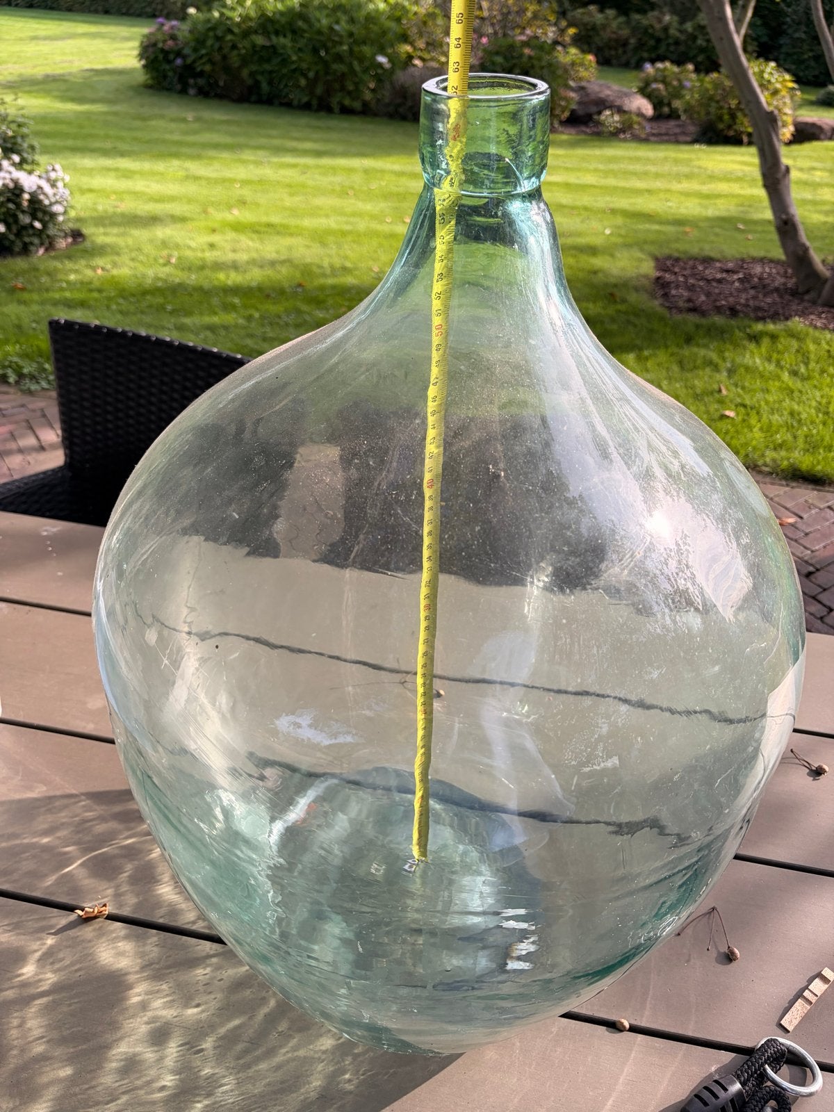 Grote glazen fles / mandfles / gistfles, Ophalen