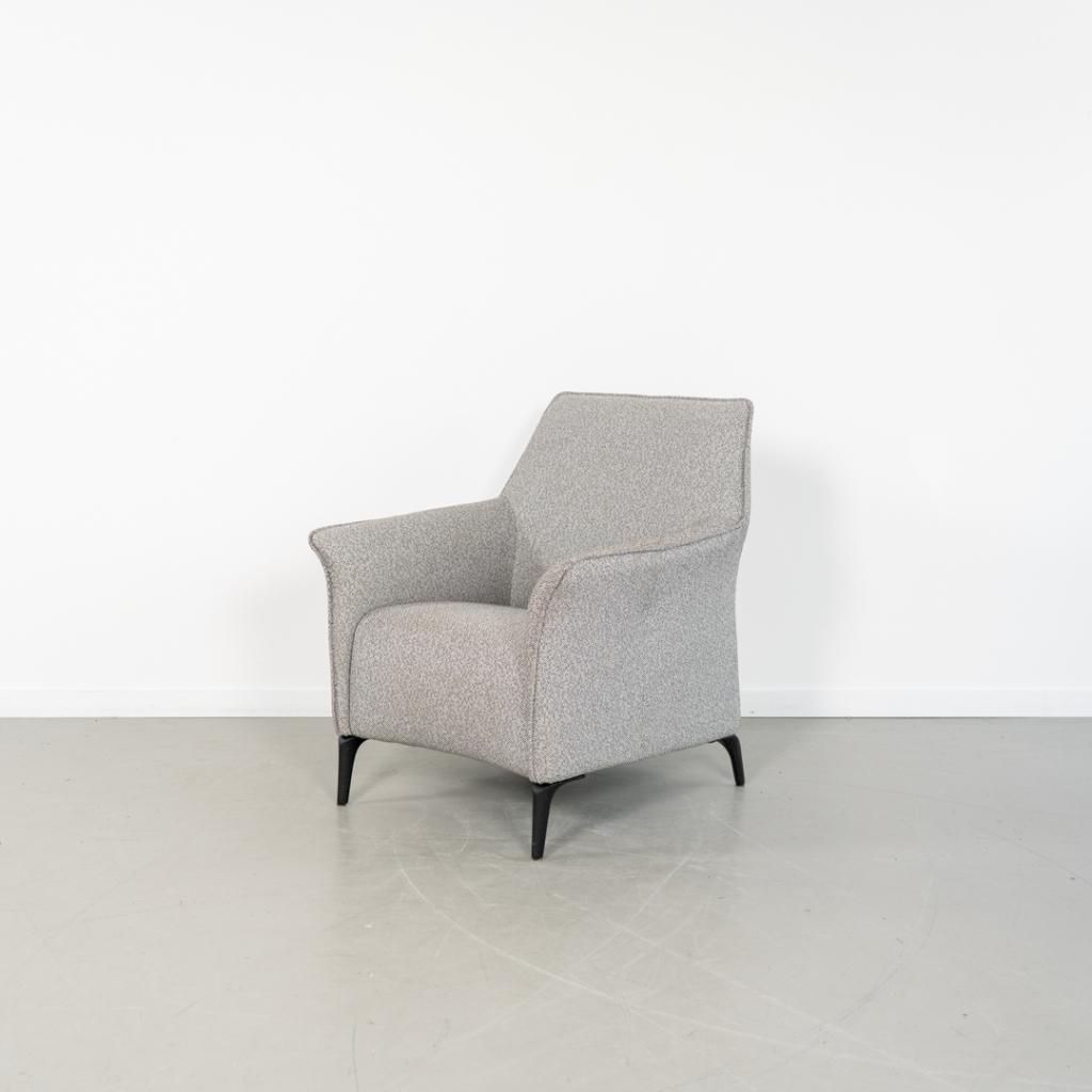 2x Leolux Mayuro Fauteuil Grijs Stof Gemêleerd - Zwart Frame, Huis en Inrichting, Fauteuils, Niet ingevuld, Minder dan 75 cm, Niet ingevuld