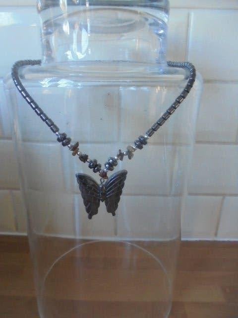 Mooie ketting met hanger hematiet, Verzenden, Zo goed als nieuw, Steen of Mineraal, Met edelsteen