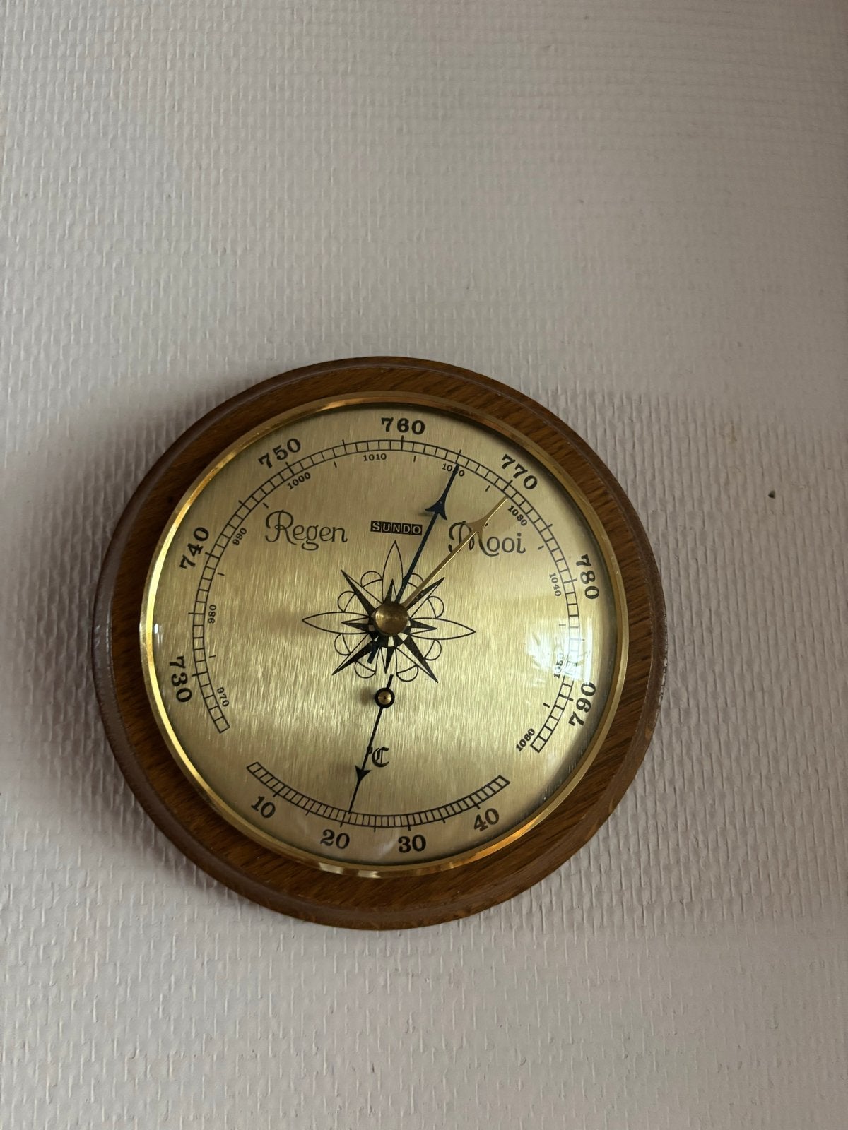 Vintage Sundo Barometer - Houten Behuizing, Ophalen of Verzenden, Gebruikt, Barometer