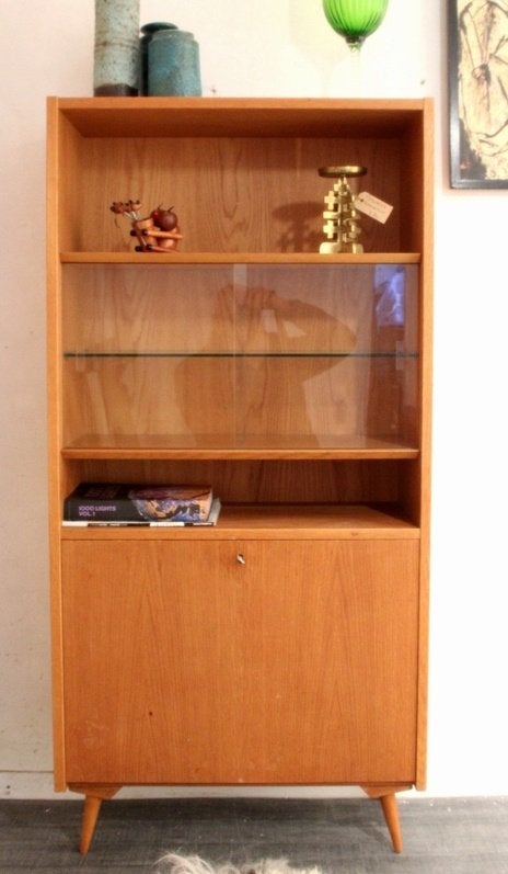 Sixties mid century vintage kast / meubel + vitrine gedeelte, Gebruikt, Vintage mid century design, -, -