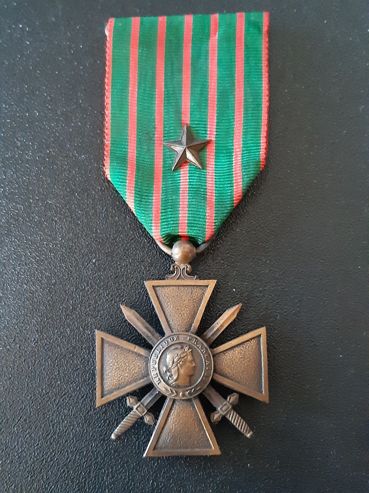 Medaille Croix de Guerre 1914-1918, Ophalen of Verzenden, Landmacht, Overige gebieden, Lintje, Medaille of Wings