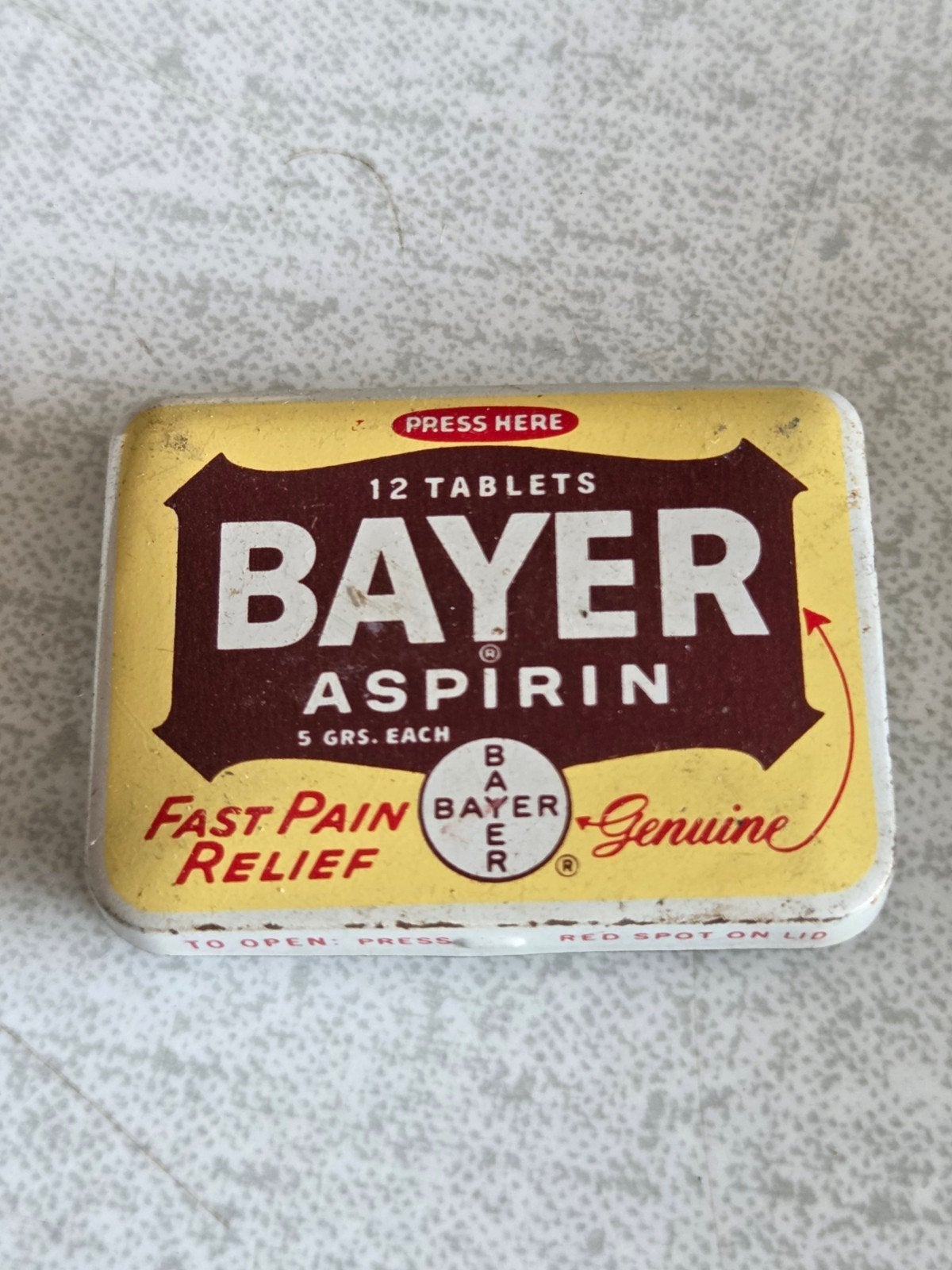 Vintage Bayer Aspirine Blikje - Zeldzaam Verzamelobject, Ophalen of Verzenden, Gebruikt